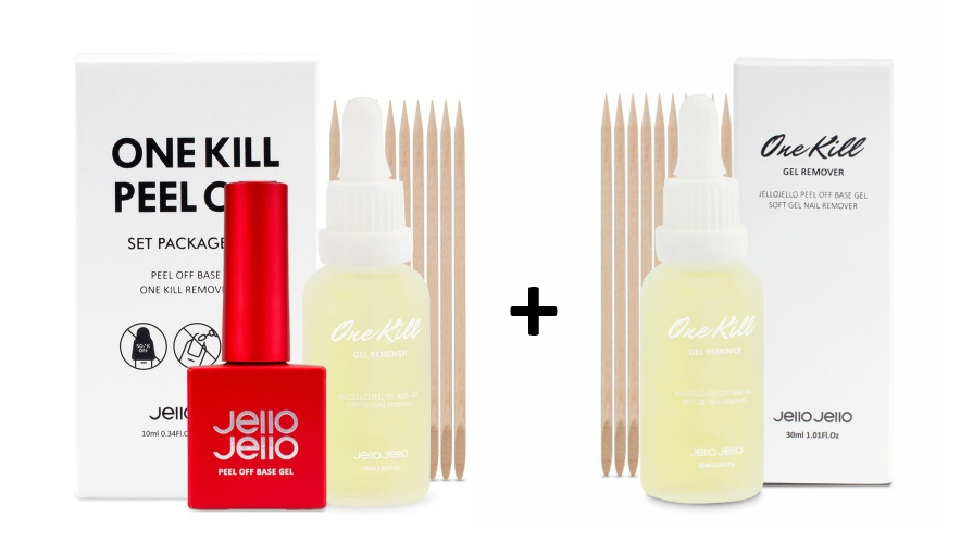 JELLO JELLO One Kill Peel Off Set (Peel Off Base + One Kill Gel Remover) - option for extra One Kill Remover included