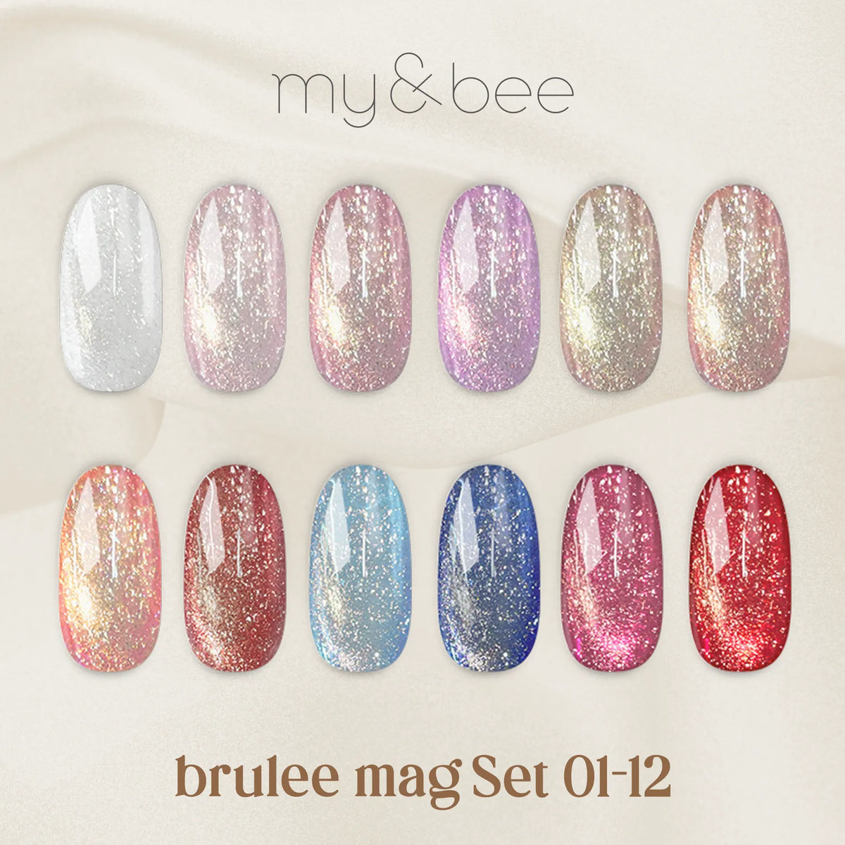 my&bee Brûlée Mag full set of 12 magnetic gel colours