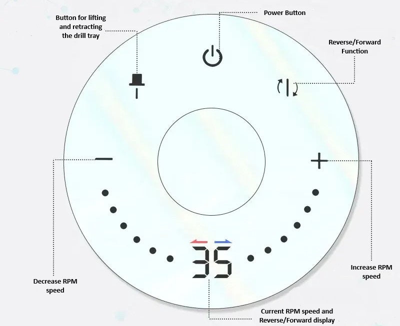 PEONY Brushelss E-file/Nail Drill with Retractable Drill Bit Internal Storage System + 6 drill bits and handpiece stand