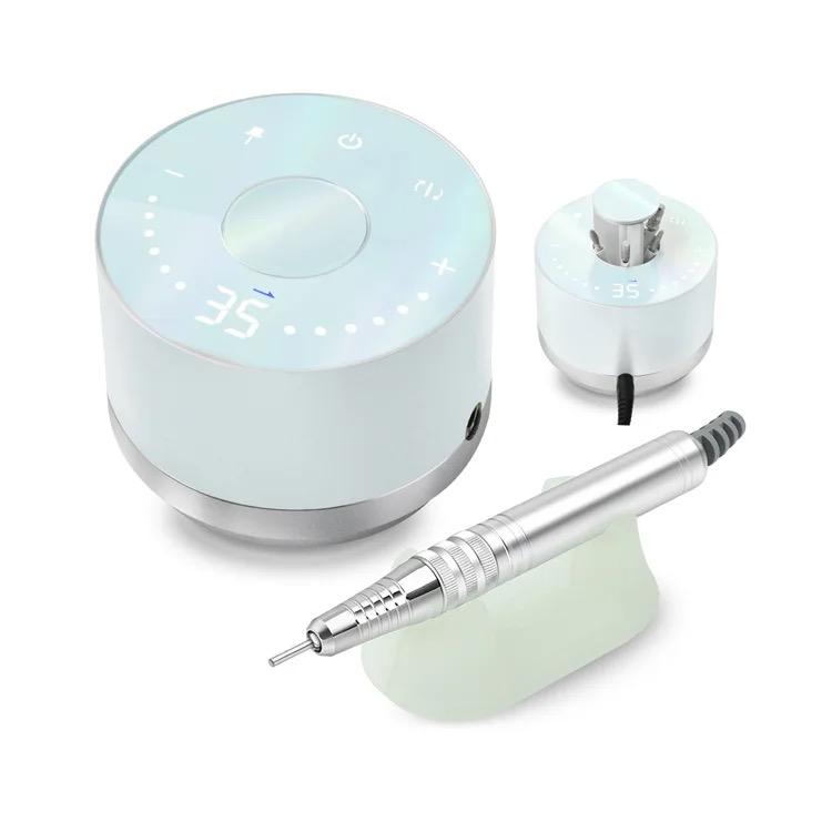 PEONY Brushelss E-file/Nail Drill with Retractable Drill Bit Internal Storage System + 6 drill bits and handpiece stand
