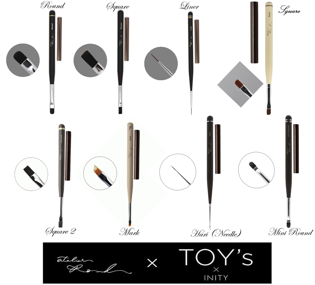 TOY'ｓ×INITY Brush atelier Rond TOY's x INITY Gel Brushes - 7 types (Full 7pc Set/Individual Brushes)