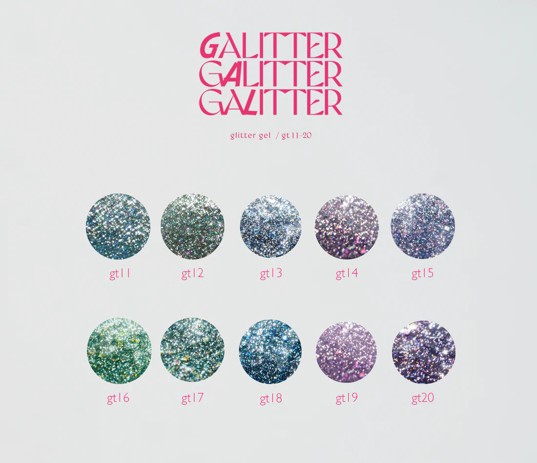 énoi 'galitter' Glitter Gel Collection - full 20pc set/10pc sets/individual pots (gt01-gt20)