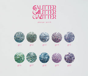 énoi 'galitter' Glitter Gel Collection - full 20pc set/10pc sets/individual pots (gt01-gt20)