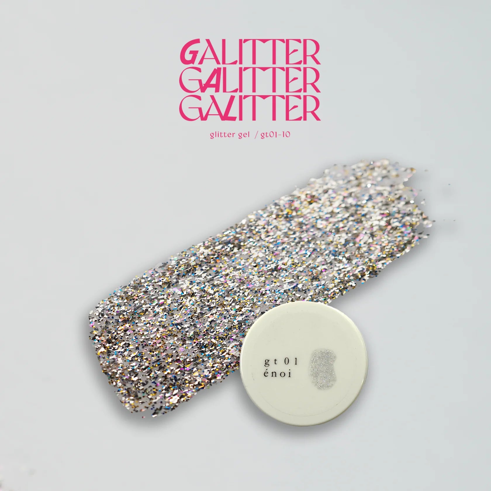 énoi 'galitter' Glitter Gel Collection - full 20pc set/10pc sets/individual pots (gt01-gt20)