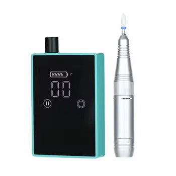 PEONY Compact E-File/Nail Drill + Handpiece Stand & Drill Bit - Colours: Sky Blue/White