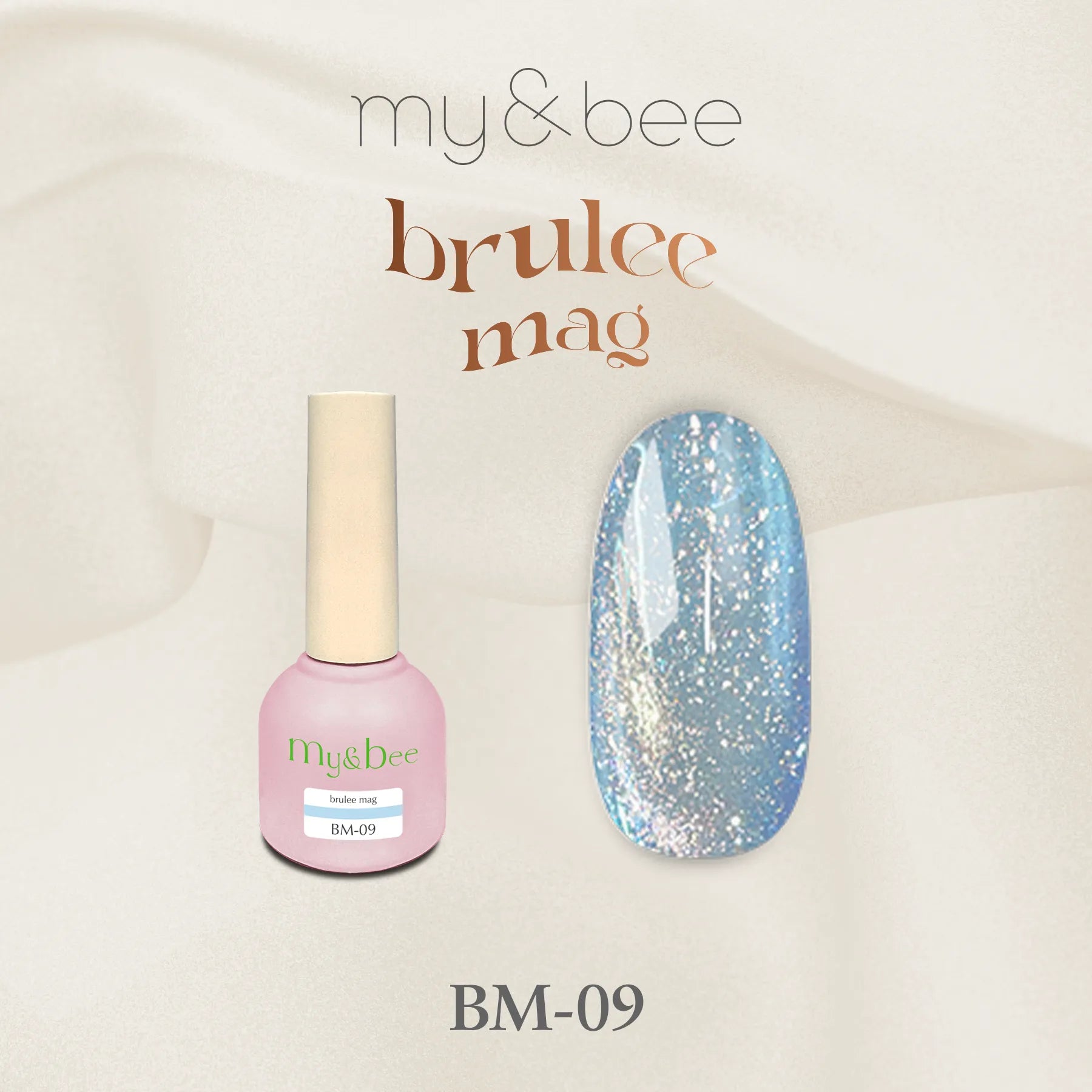 my&bee Brûlée Mag BM-09 light blue magnetic gel swatch