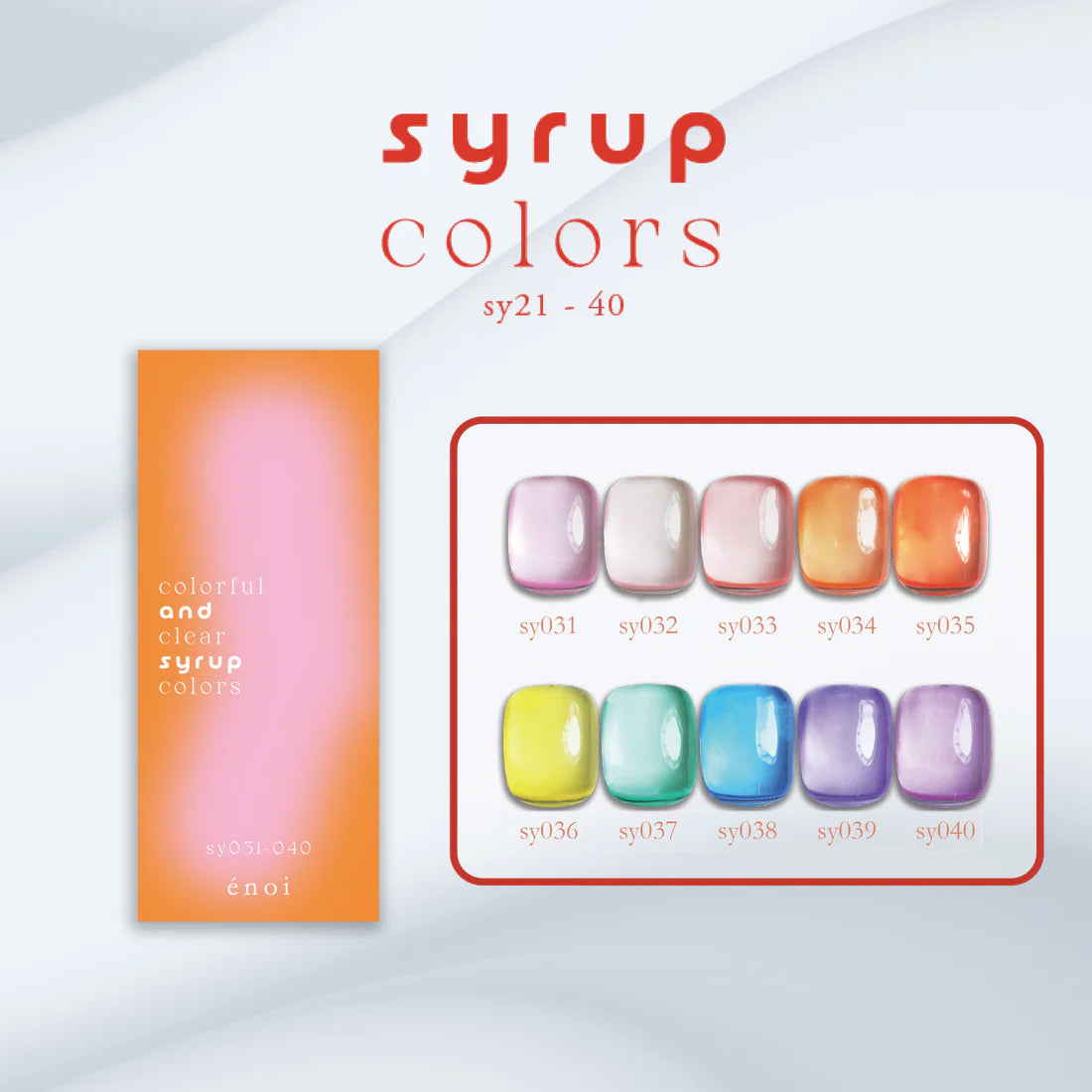 énoi Spring/Summer Syrup Gel Collection - full 20pc set/10pc sets/individual pots (sy021-040)