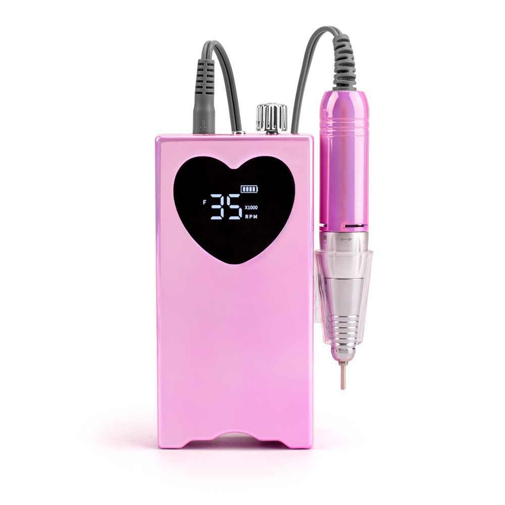 PEONY Portable Heart E-File/Nail Drill + stand, bits and bands - 3 colours