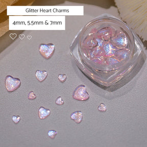 Glitter Heart Charms - 3 colour options