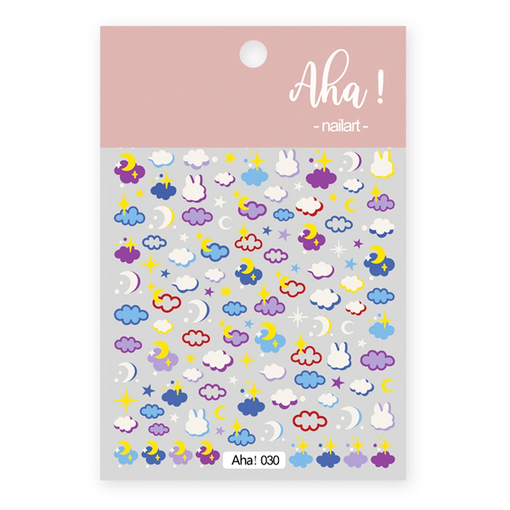 Night bunny cloud stickers